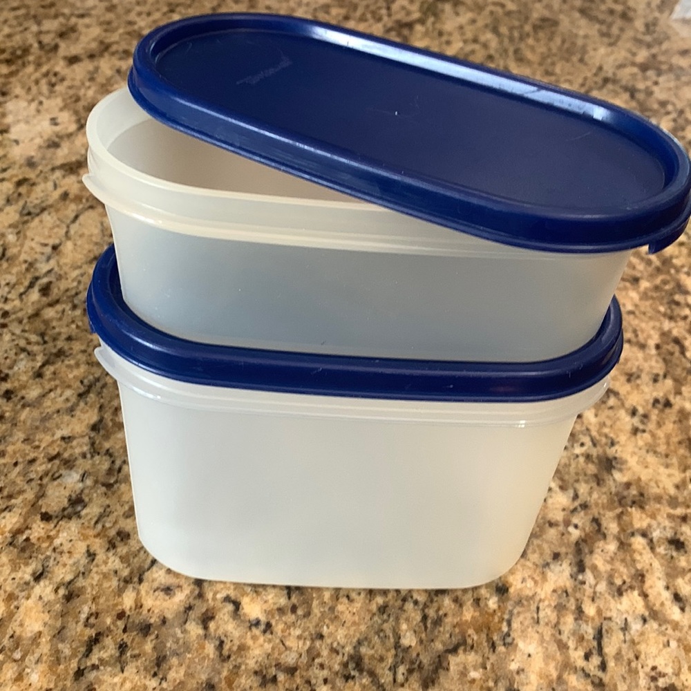 Tupperware Vintage Modular Mates Oval Blue - #1 & #2